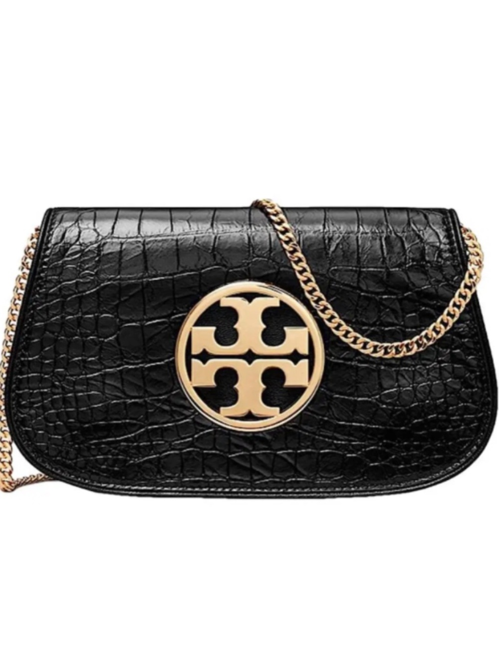 Tory Burch Reva Croc Embossed Clutch